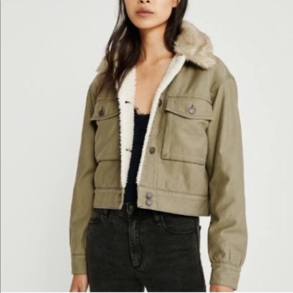 NWT Abercrombie & Fitch Twill Olive Jacket